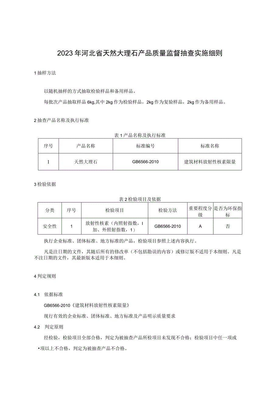 2023年河北省天然大理石产品质量监督抽查实施细则.docx_第1页