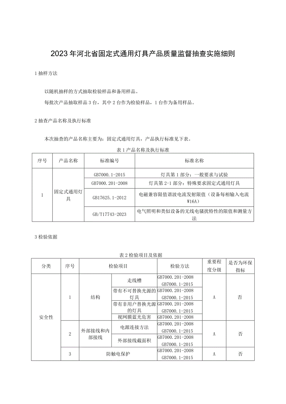 2023年河北省固定式通用灯具产品质量监督抽查实施细则.docx_第1页