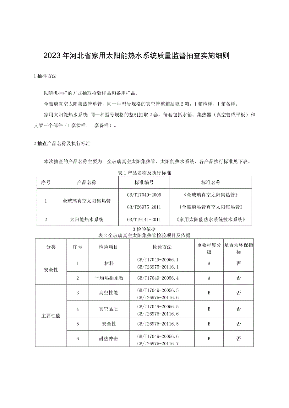 2023年河北省家用太阳能热水系统质量监督抽查实施细则.docx_第1页