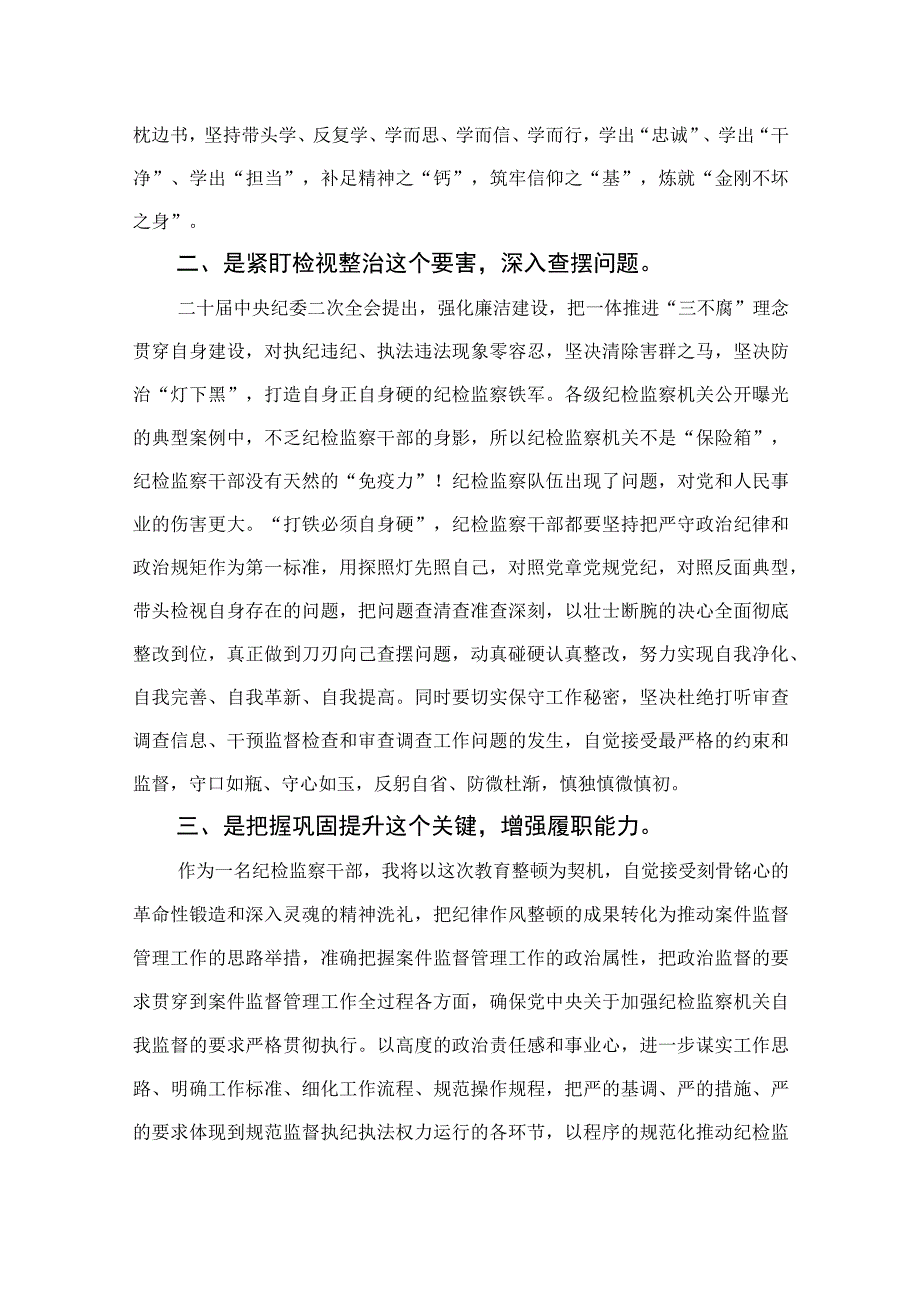 2023年区县纪检监察干部队伍教育整顿心得体会研讨发言四篇精选供参考.docx_第2页