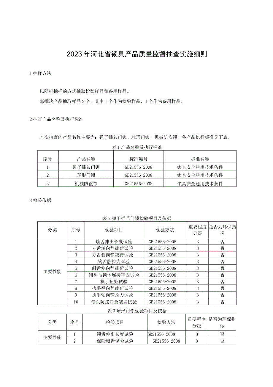 2023年河北省锁具产品质量监督抽查实施细则.docx_第1页