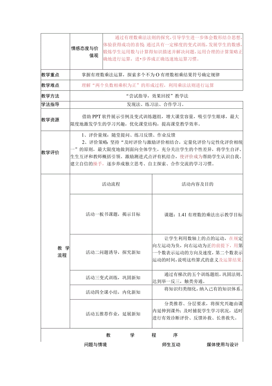 1 4 1 有理数的乘法一》 教学设计.docx_第2页