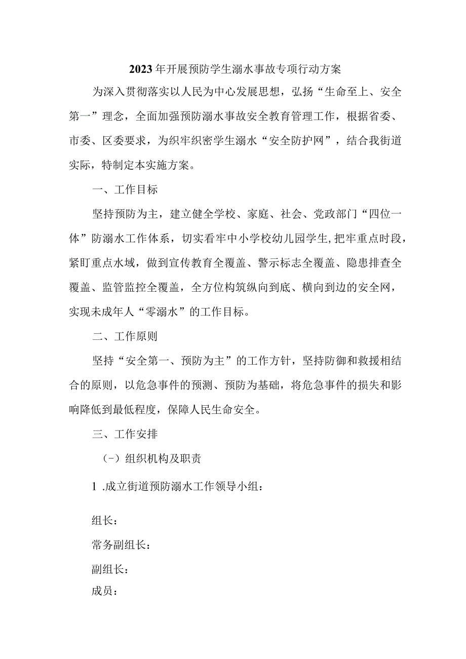 2023年区开展预防学生溺水专专项行动实施方案 4份.docx_第1页