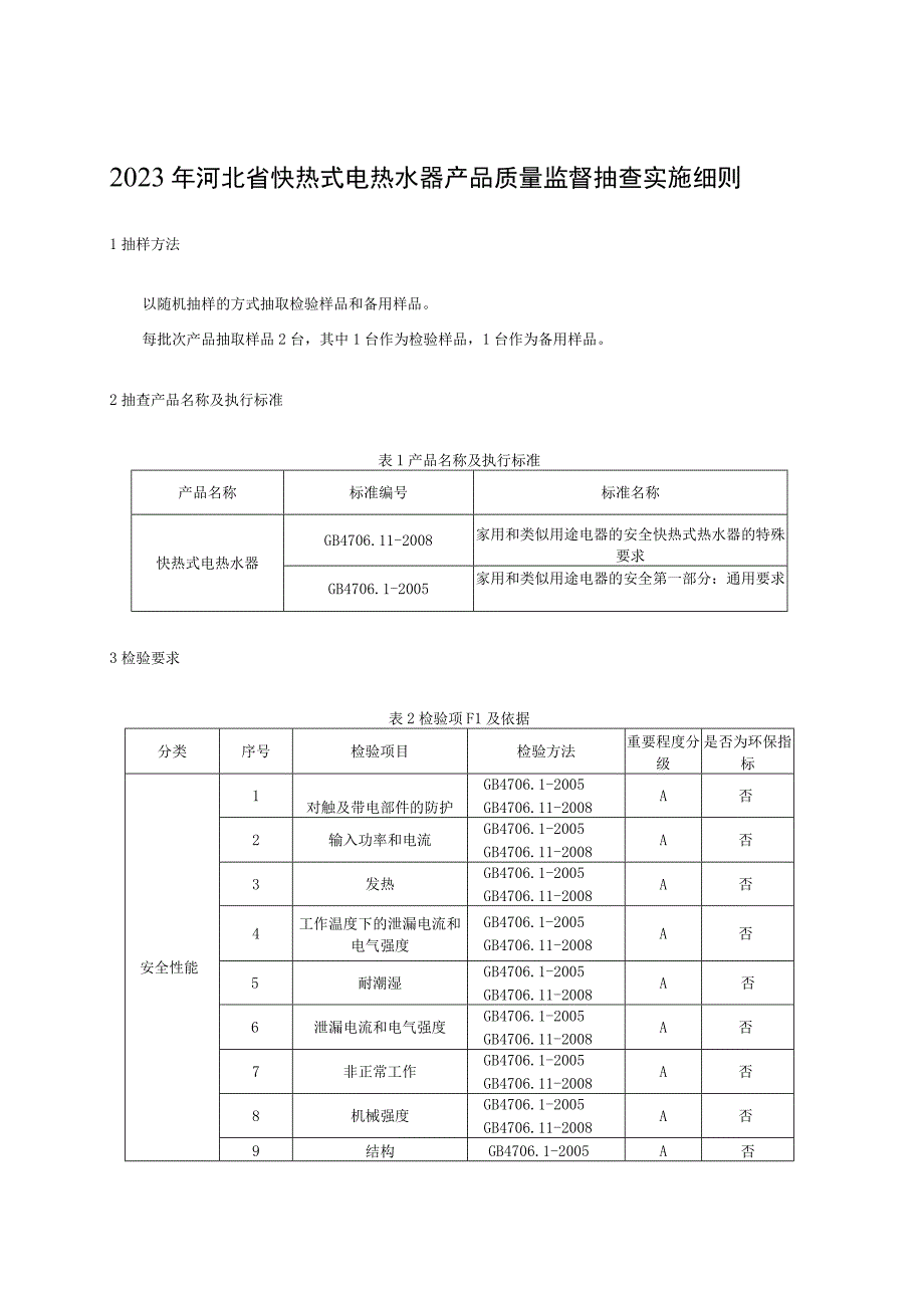 2023年河北省快热式电热水器产品质量监督抽查实施细则.docx_第1页