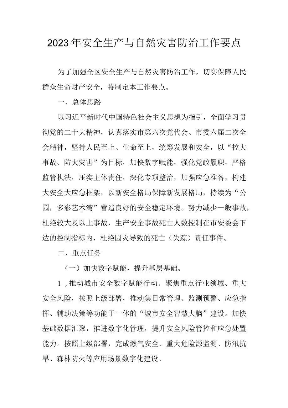 2023年安全生产与自然灾害防治工作要点.docx_第1页