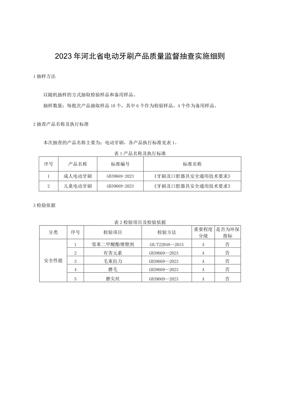 2023年河北省电动牙刷产品质量监督抽查实施细则.docx_第1页