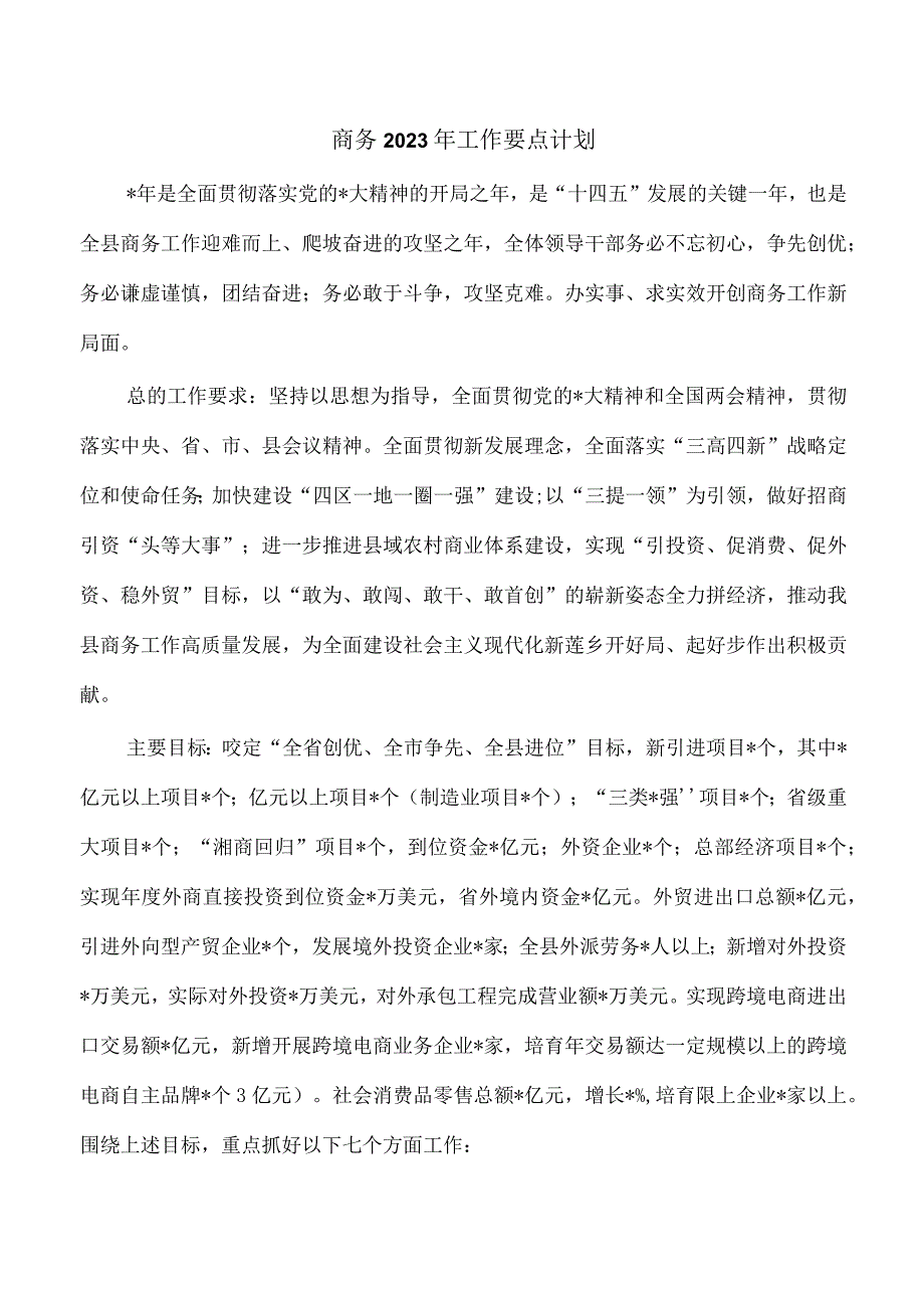 商务2023年工作要点计划.docx_第1页