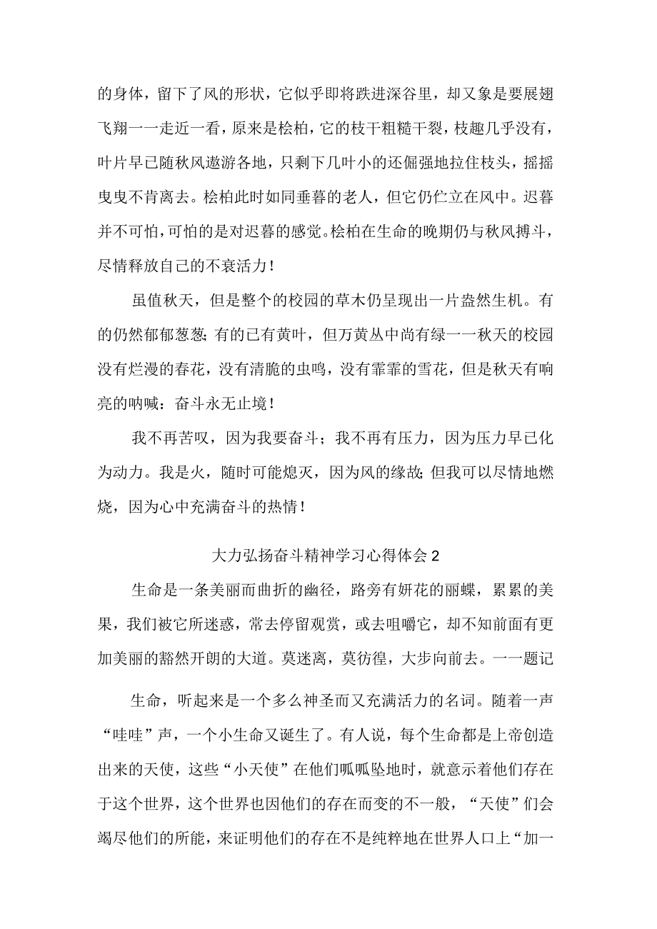 学习大力弘扬奋斗精神五篇心得体会.docx_第2页