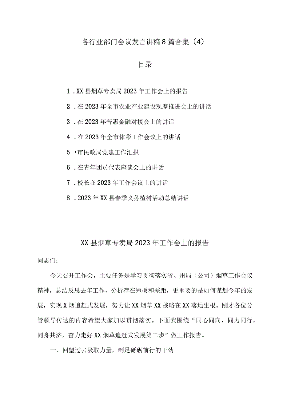 各行业部门会议发言讲稿8篇合集4.docx_第1页