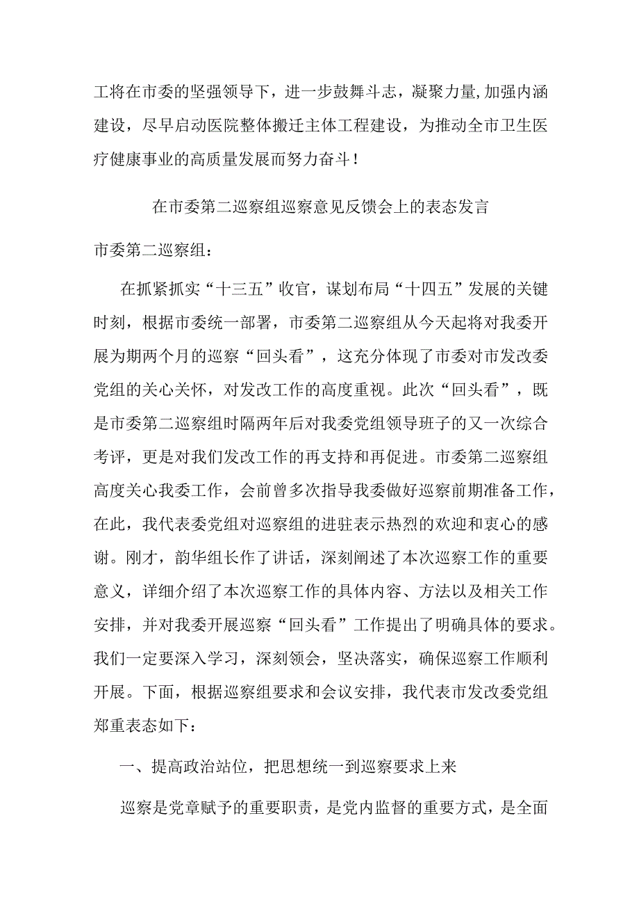 在市委第二巡察组巡察意见反馈会上的表态发言二篇.docx_第3页