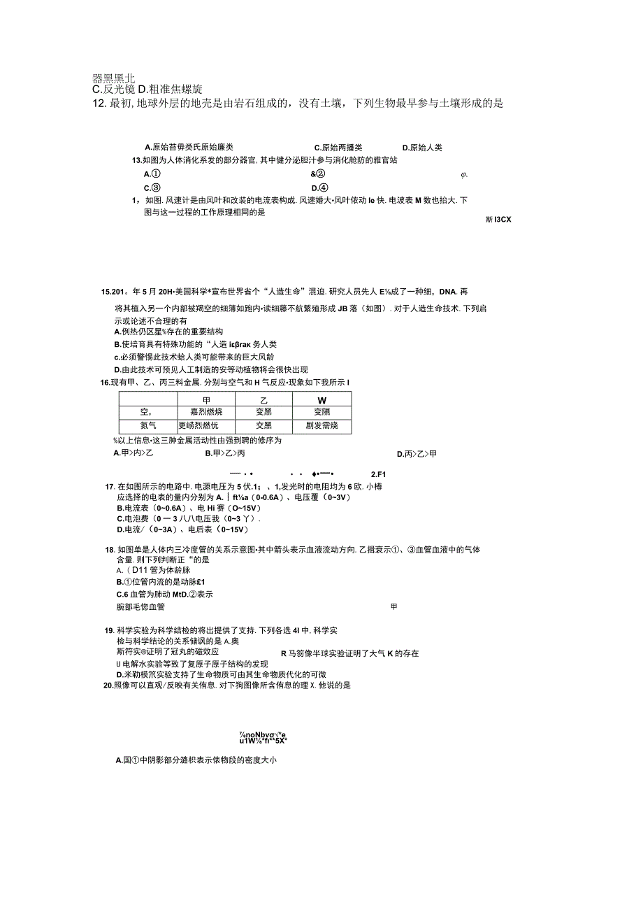 初中毕业生学业考试 科学科目台州市卷.docx_第2页