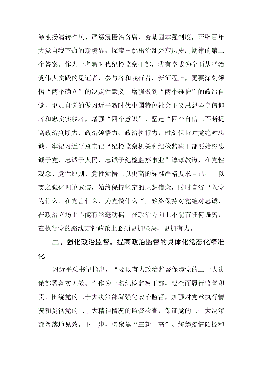 纪检监察干部在纪检监察干部队伍教育整顿研讨会上的发言提纲三篇.docx_第2页