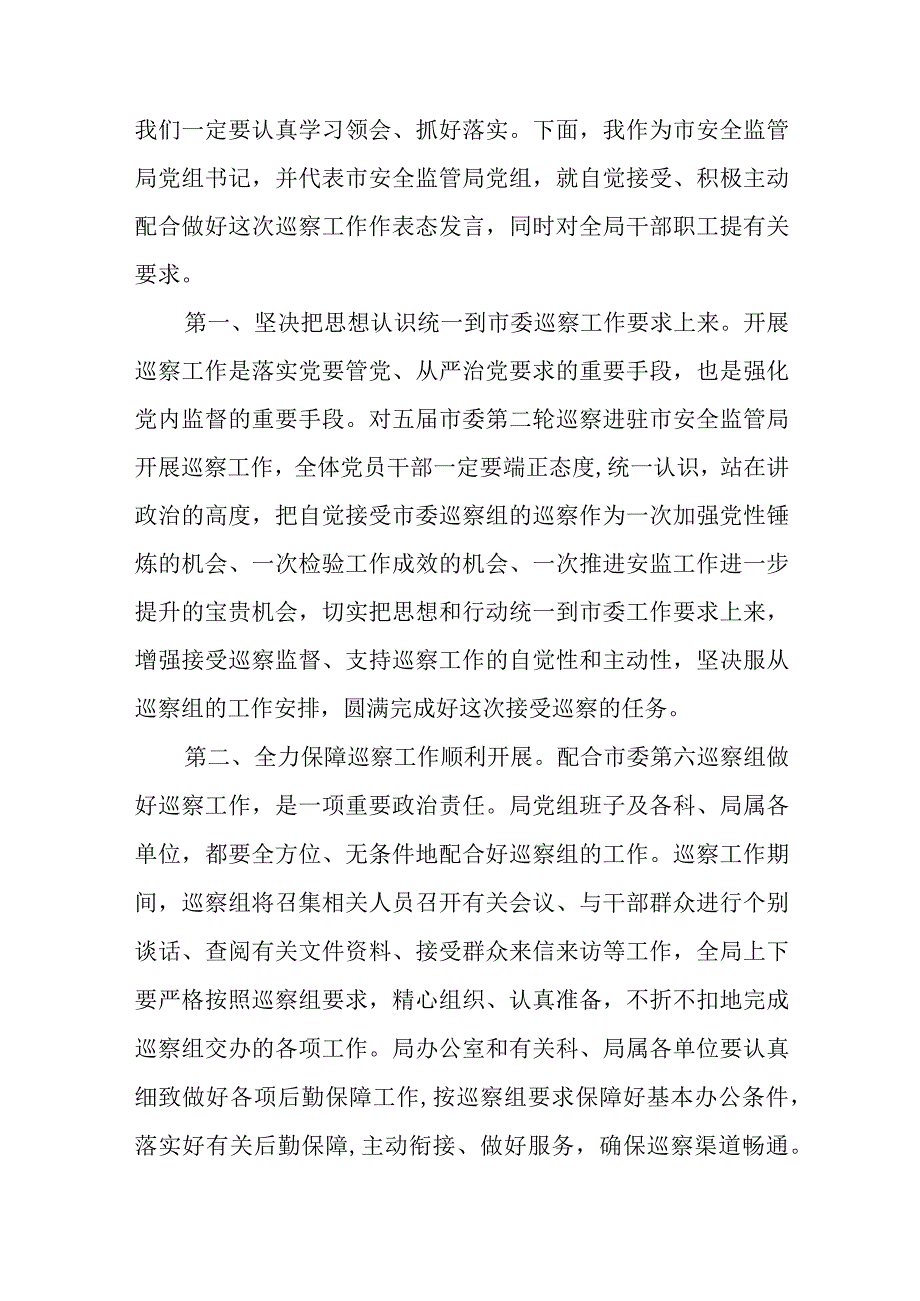 市安全监管局巡察工作表态发言.docx_第2页