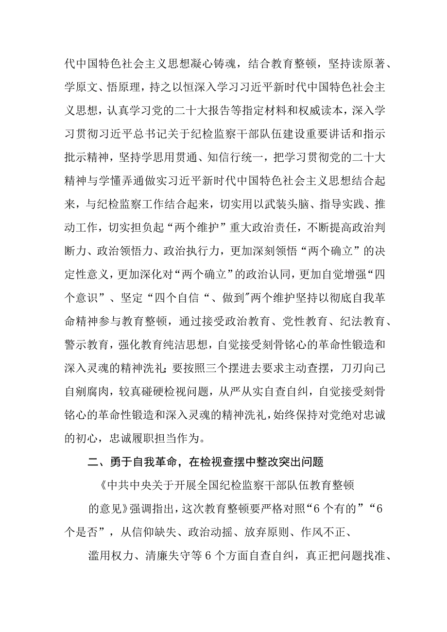 年轻纪检监察干部在纪检监察干部队伍教育整顿学习交流会上的研讨发言材料三篇.docx_第2页