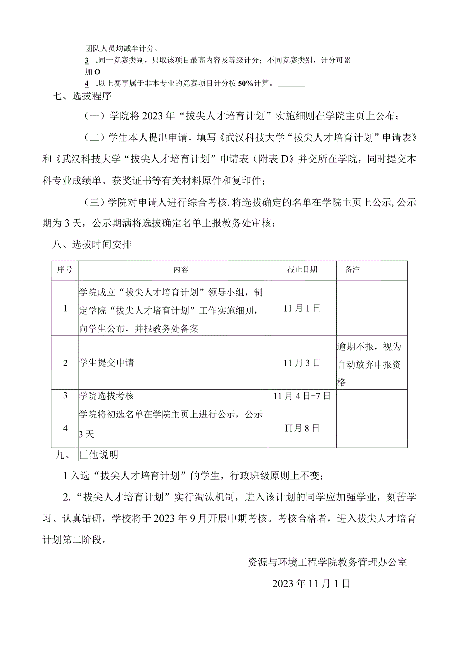 资源与环境工程学院2023年拔尖人才培育计划工作实施细则.docx_第3页