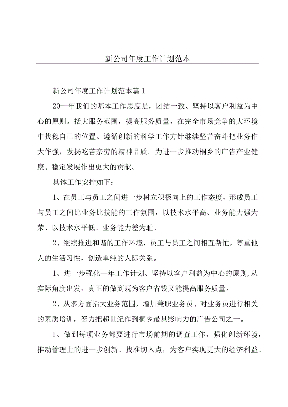 新公司年度工作计划范本.docx_第1页