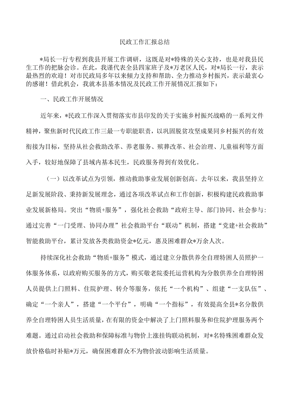 民政工作汇报总结.docx_第1页