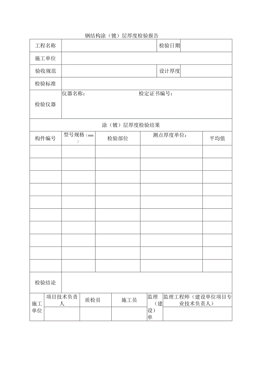 建筑工程钢结构涂镀层厚度检验报告示范文本.docx_第1页