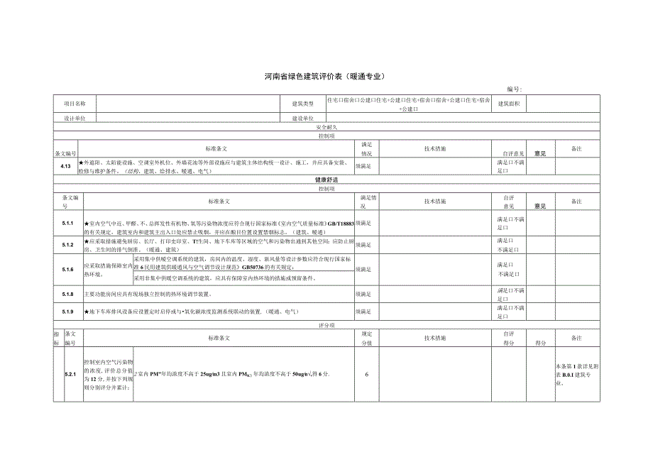 河南省绿色建筑评价表 暖通专业.docx_第1页