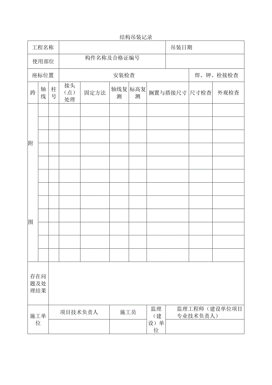 建筑工程结构吊装记录示范文本.docx_第1页