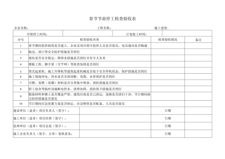 春节节前停工检查验收表.docx_第1页