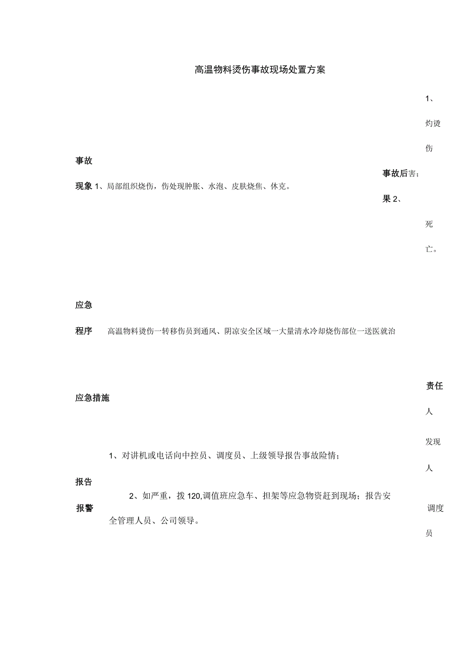 高温物料烫伤事故现场处置方案范本.docx_第1页
