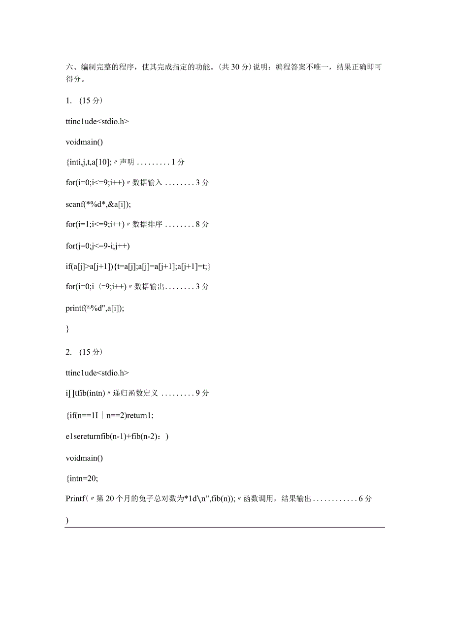 高级语言程序设计参考答案及评分标准表.docx_第2页