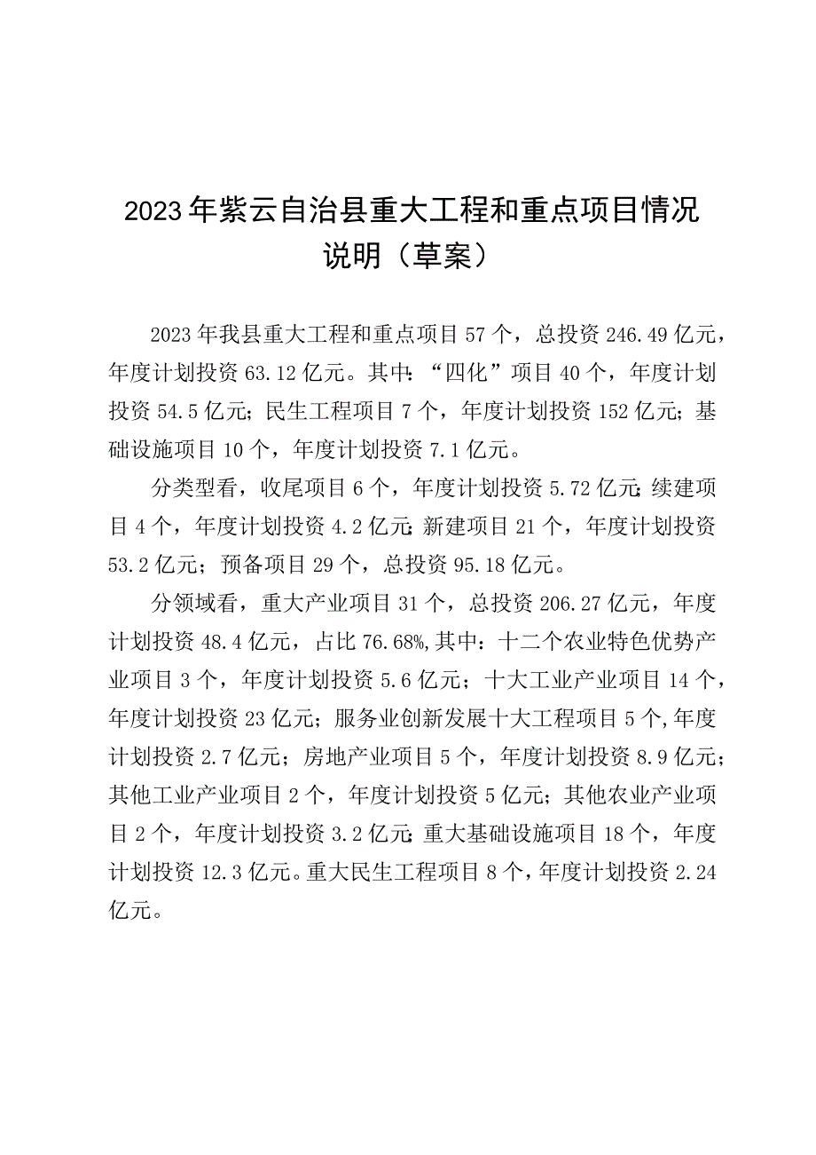 2023年紫云自治县重大工程和重点项目情况说明（草案）.docx_第1页