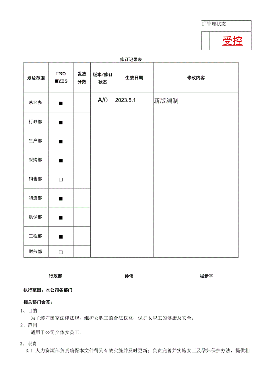 RBA-SP-07 女工（孕妇）保护管理程序.docx_第1页