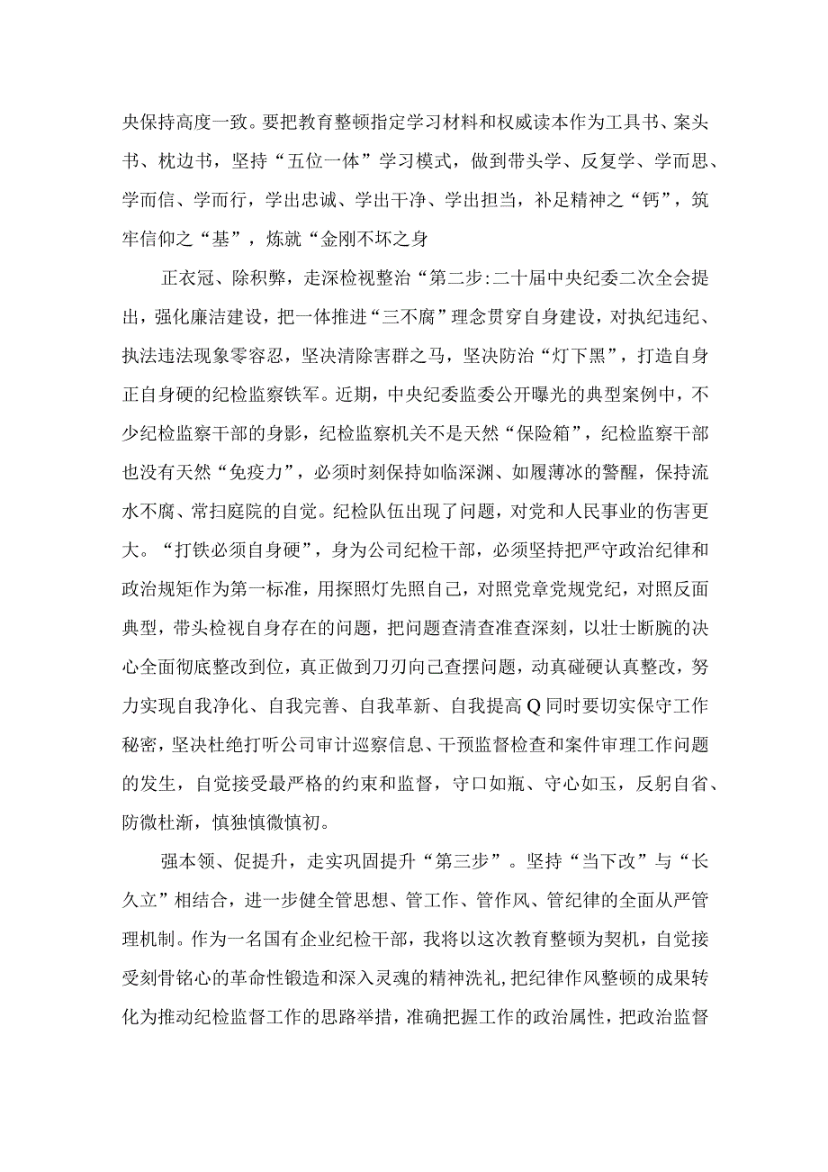 2023国有企业纪检干部开展纪检干部队伍教育整顿心得体会【10篇精选】供参考.docx_第2页