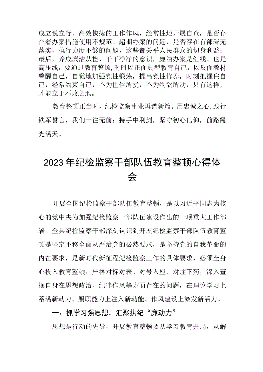 2023纪检监察干部队伍教育整顿活动心得体会发言材料六篇样本.docx_第3页