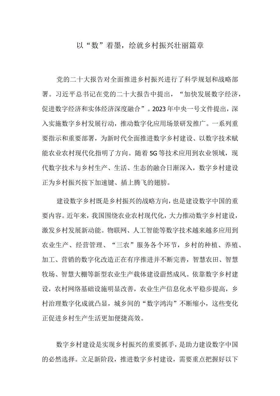 以“数”着墨绘就乡村振兴壮丽篇章.docx_第1页