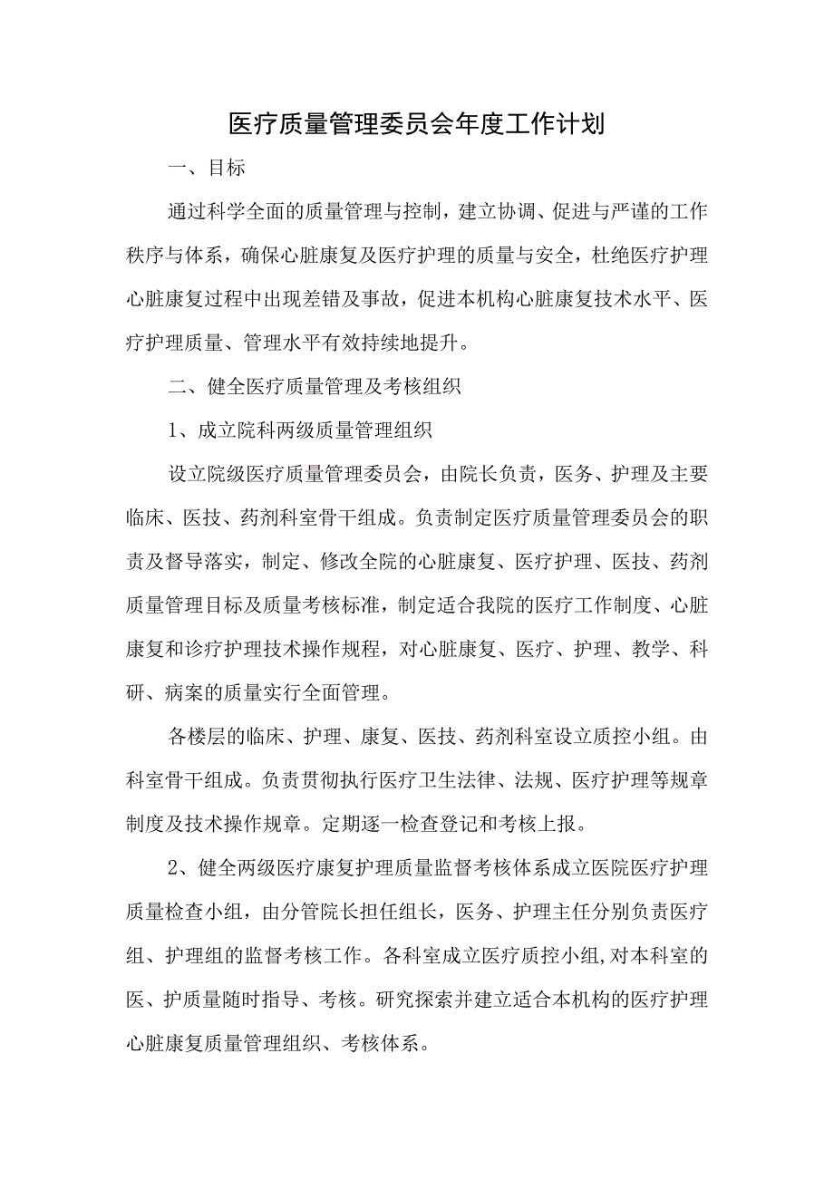 医疗质量管理委员会年度工作计划.docx_第1页