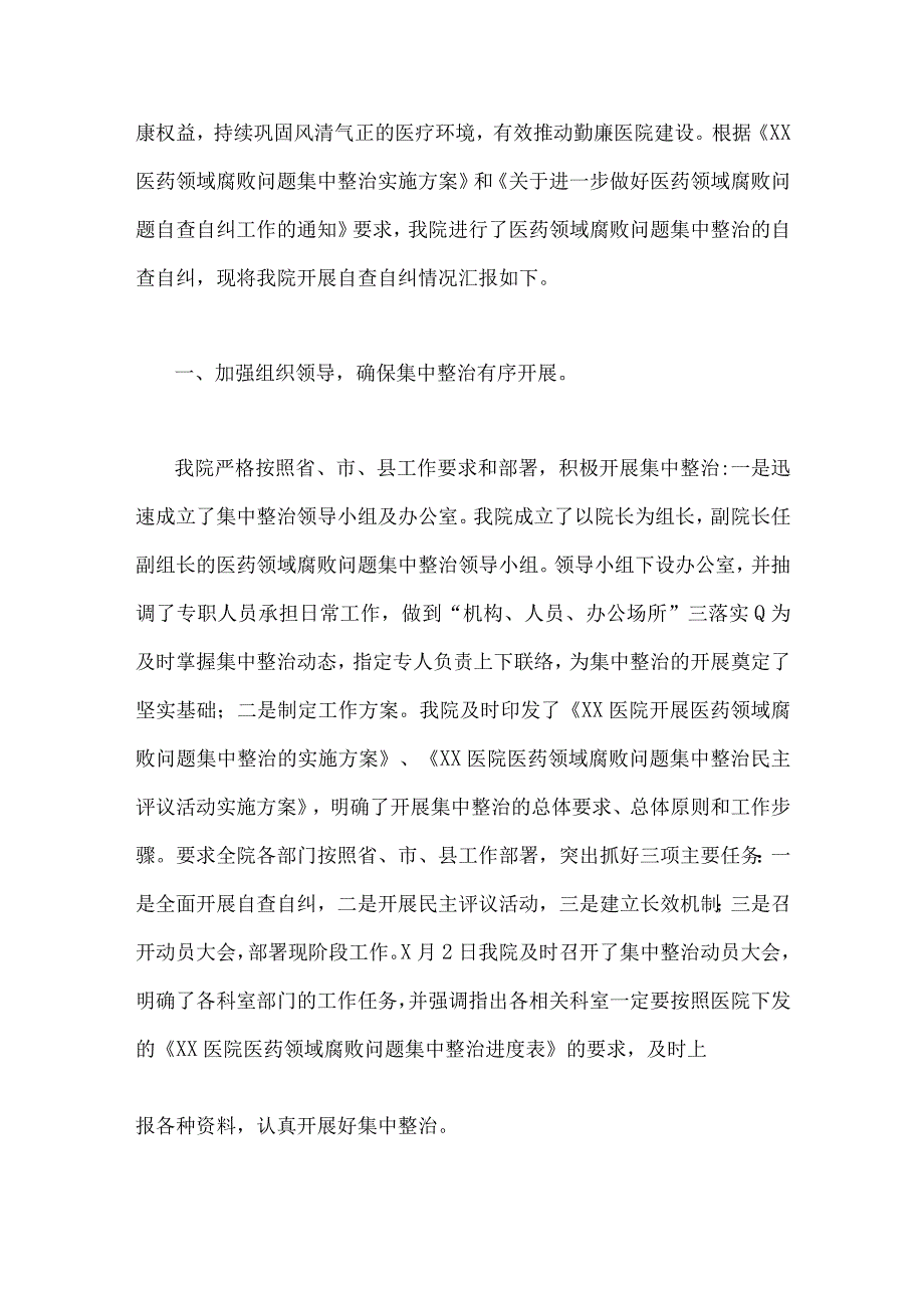 六篇：2023年医药领域腐败问题全面集中整治自查自纠报告材料、专项整治工作实施方案、工作总结.docx_第2页