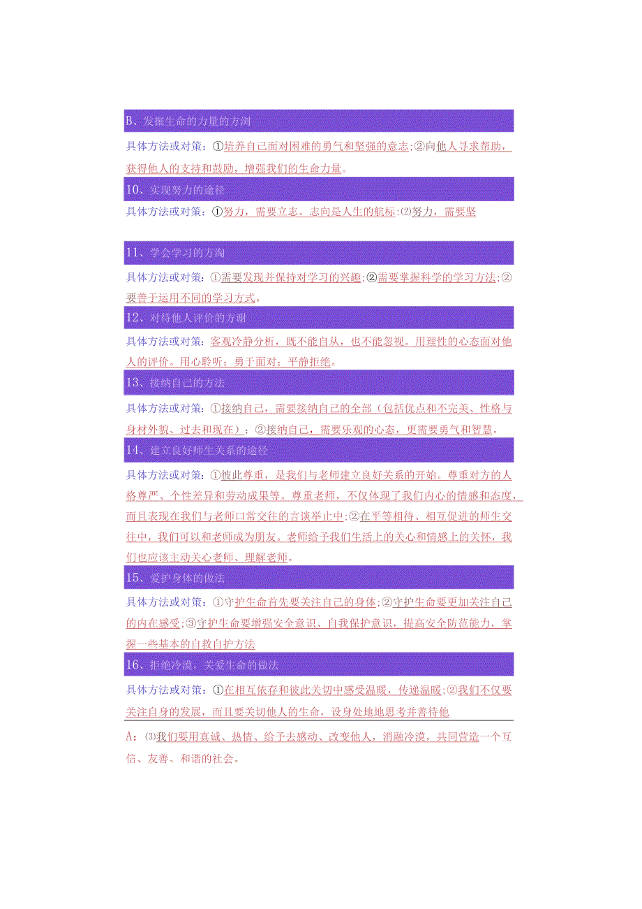 七年级道德与法治上册【方法对策类】假期预习必记16问.docx_第2页