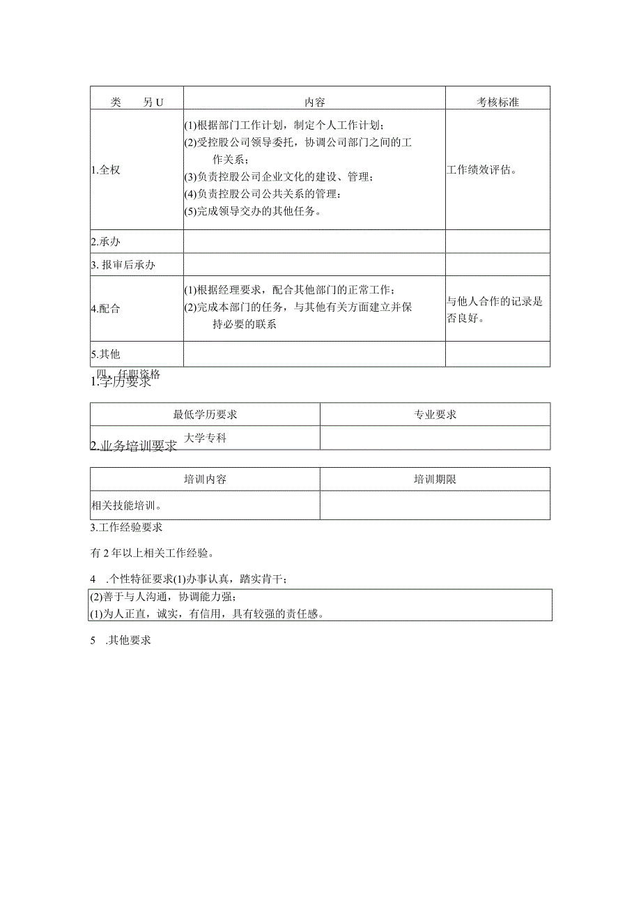 人力资源招聘资料：协调员职位说明书.docx_第2页