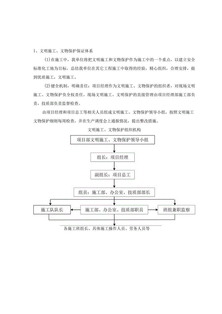 文明施工、文物保护保证体系及保证措施(5篇)_2.docx_第1页