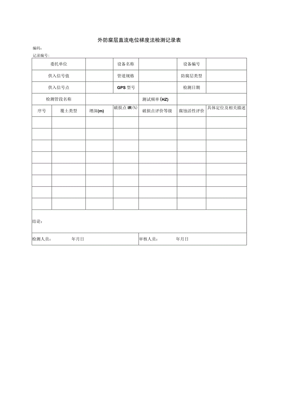 外防腐层直流电位梯度法检测记录表.docx_第1页