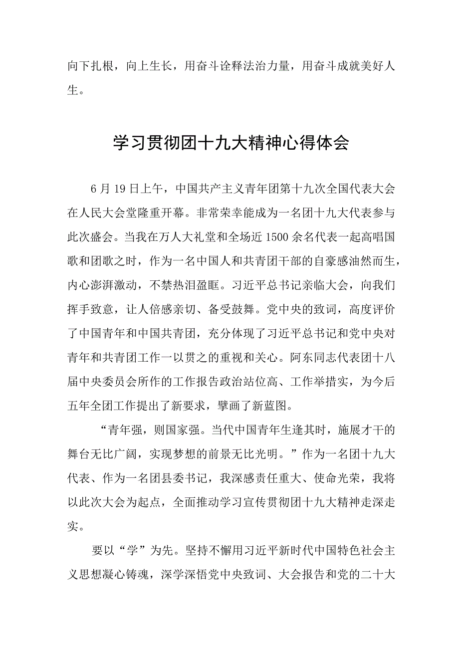 学习共青团十九大精神的心得体会七篇.docx_第2页