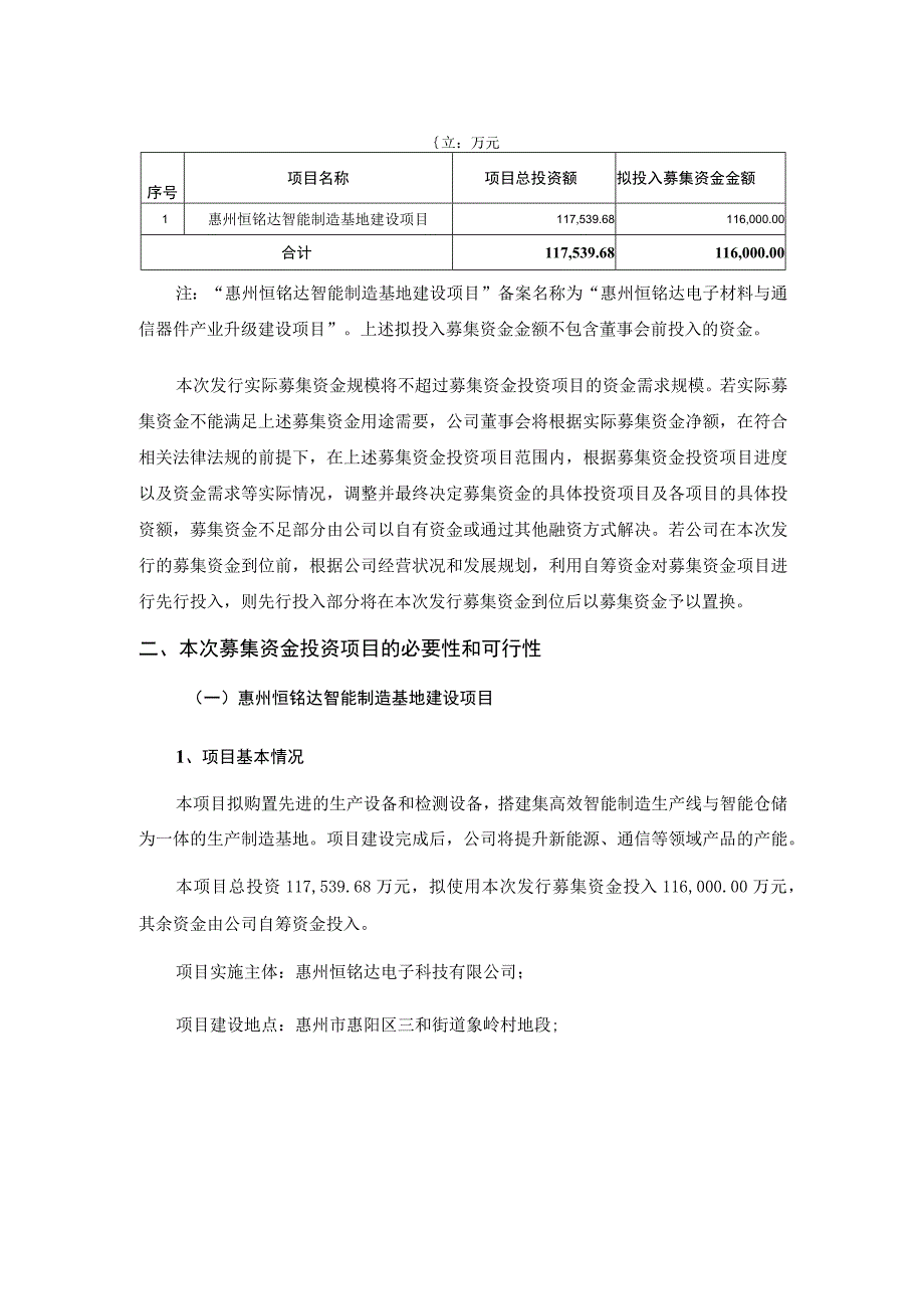 恒铭达：苏州恒铭达电子科技股份有限公司向特定对象发行A股股票募集资金使用的可行性分析报告（修订稿）.docx_第2页