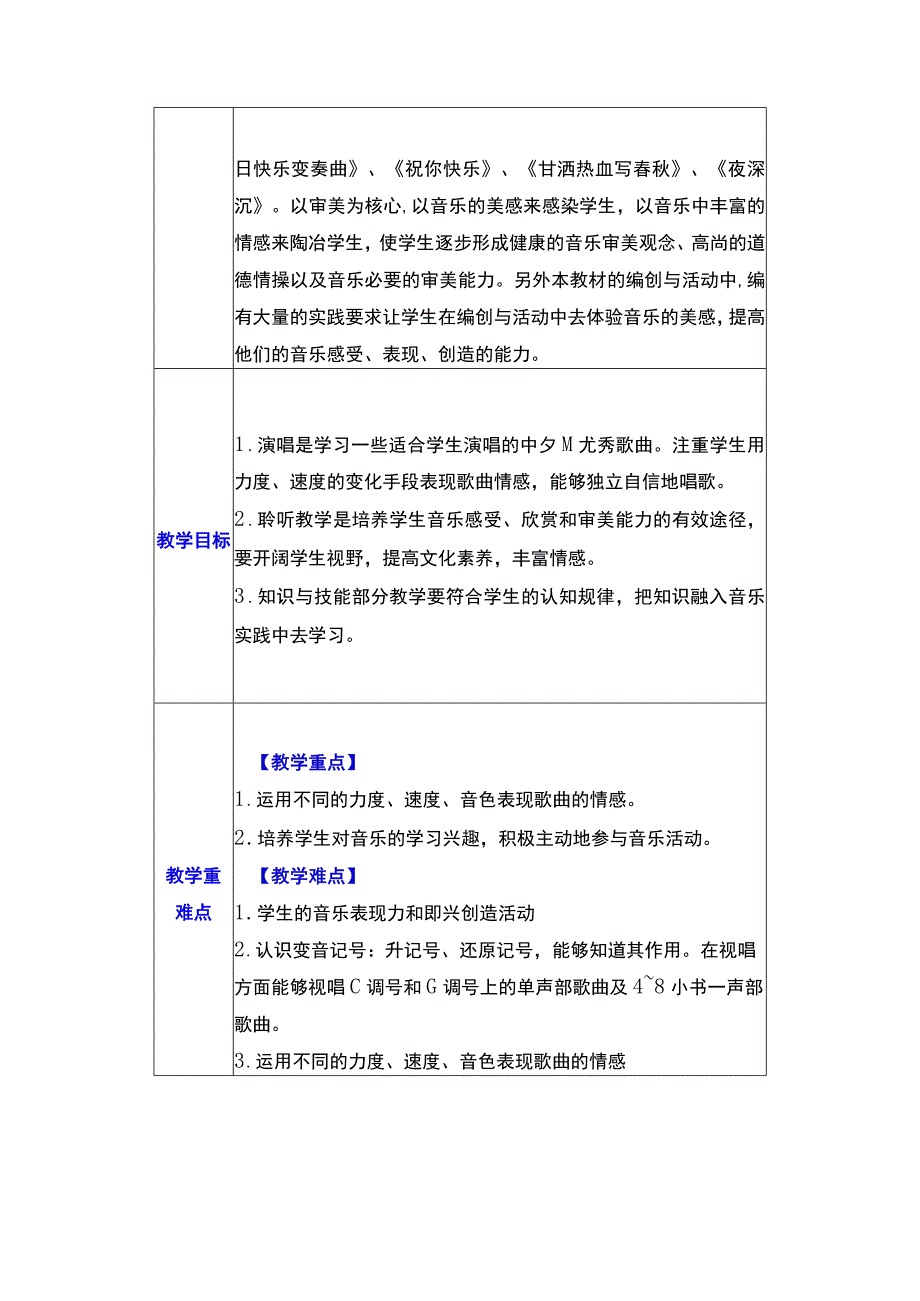 四年级上册音乐教案+教学计划+教学进度表（人音版）.docx_第2页