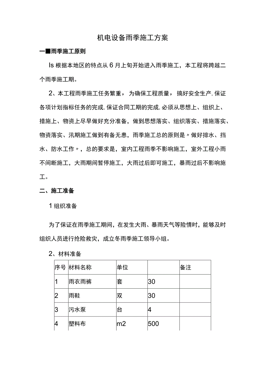 机电设备雨季施工方案.docx_第1页