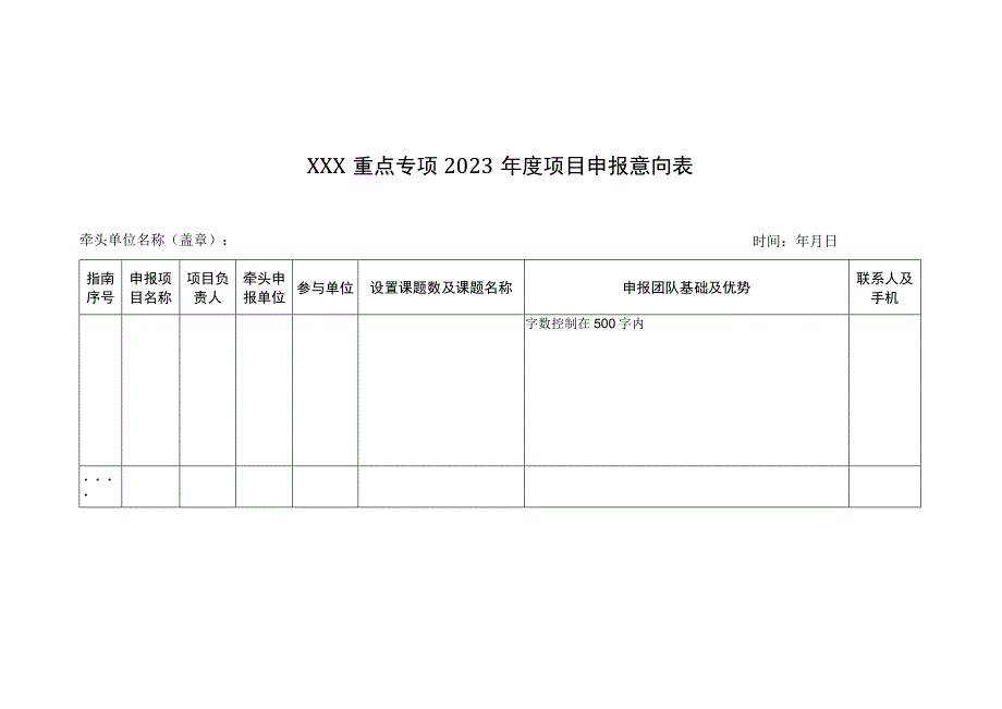 旅客联程运输服务品牌申报材料要求;XXX重点专项2023年度项目申报意向表.docx_第2页