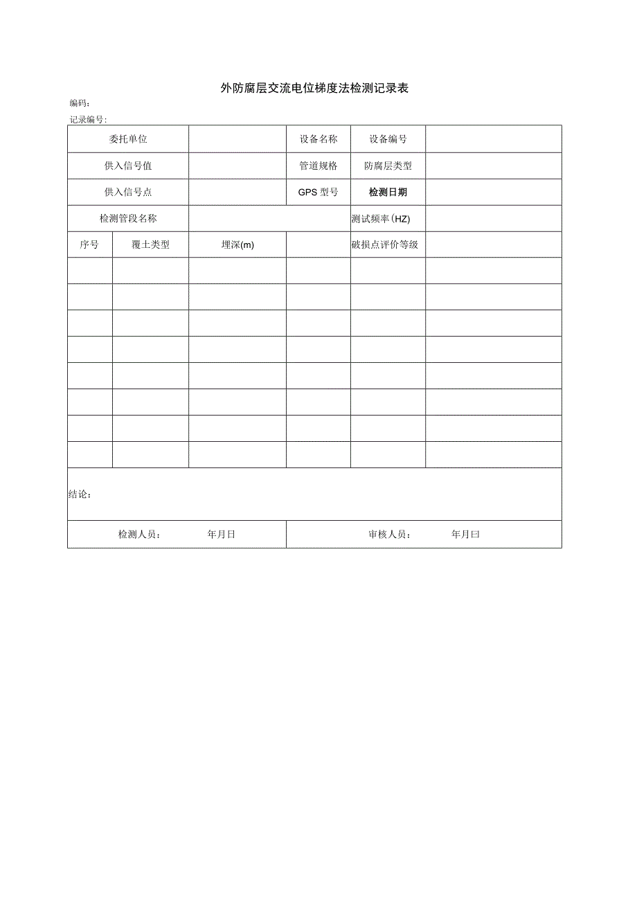 外防腐层交流电位梯度法检测记录表.docx_第1页