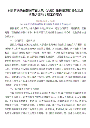 纠正医药购销领域不正之风（六篇）推进情况汇报含三篇实施方案和2篇工作要点.docx