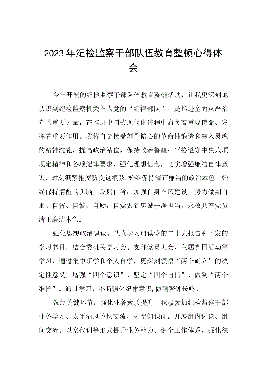 纪检监察干部队伍教育整顿心得体会发言稿十四篇.docx_第1页