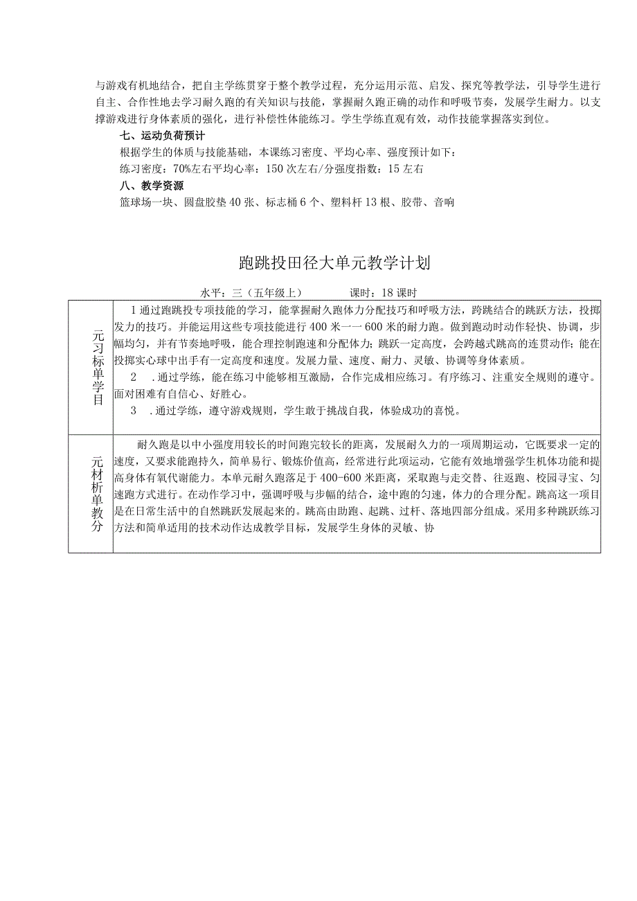 水平三（五年级）体育《匀速耐久跑游戏》教学设计及教案（附田径大单元教学计划）.docx_第2页