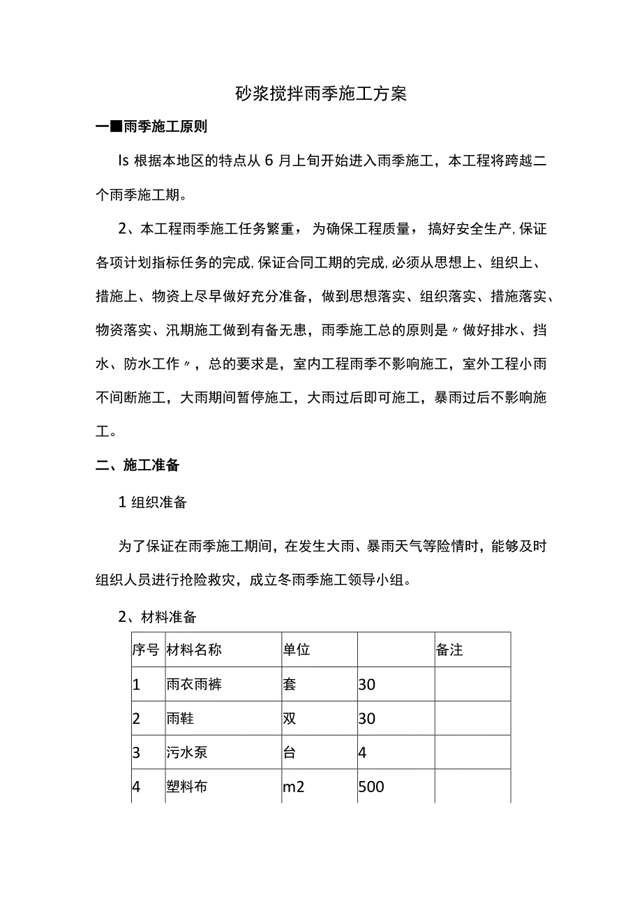 砂浆搅拌雨季施工方案.docx_第1页