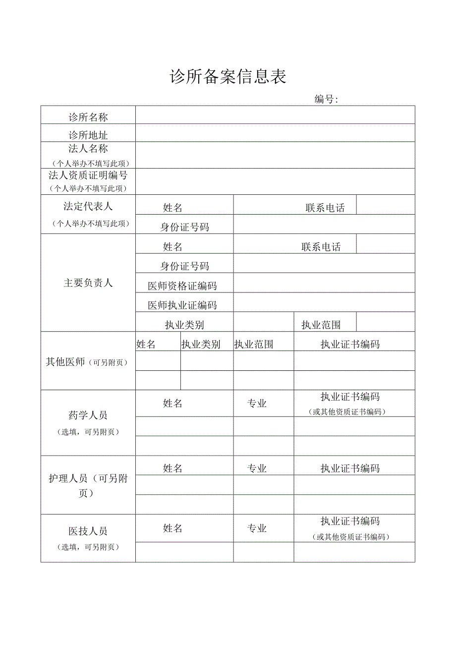 诊所备案信息表.docx_第1页