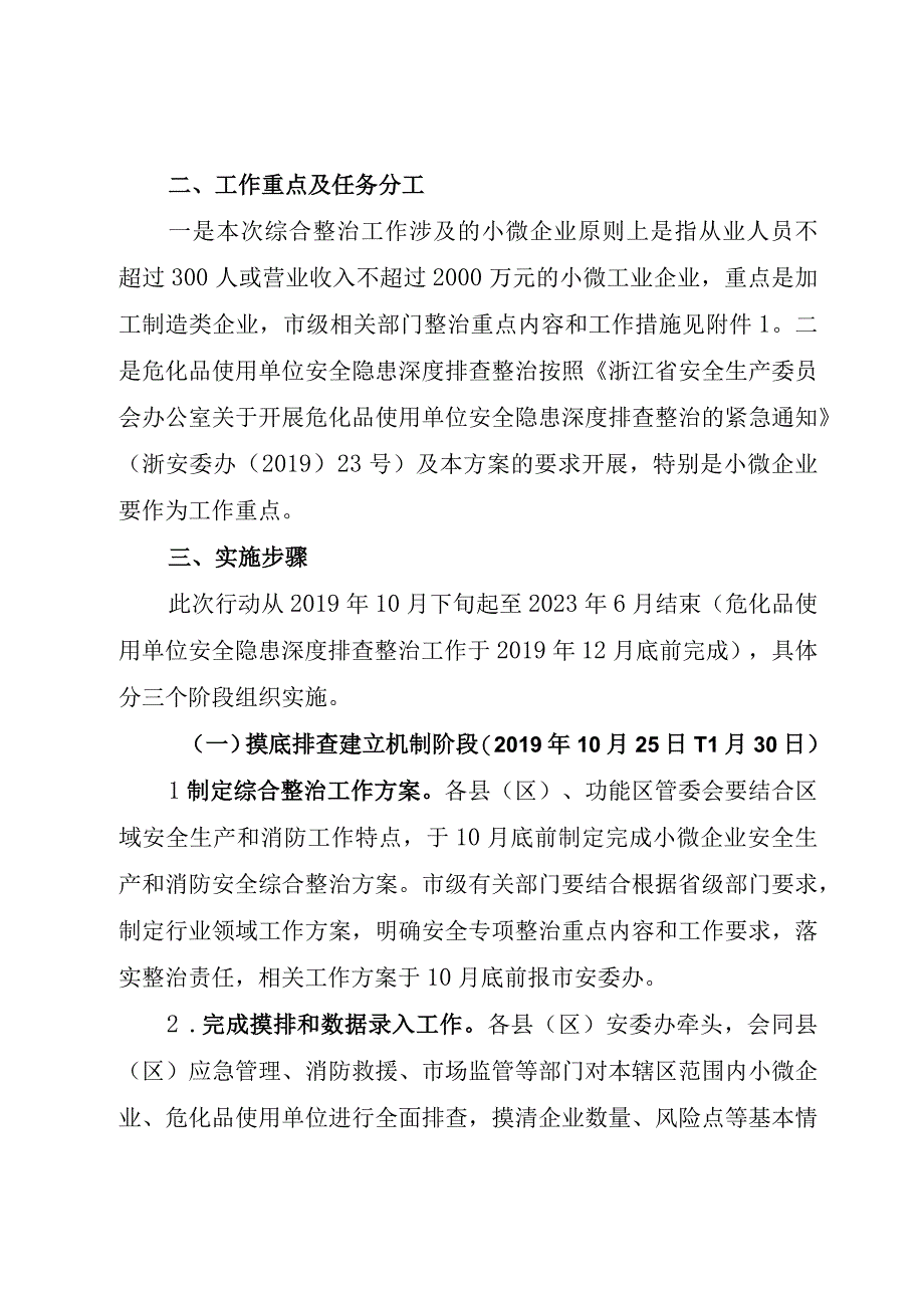 舟山市小微企业安全生产和消防安全综合整治行动方案.docx_第2页